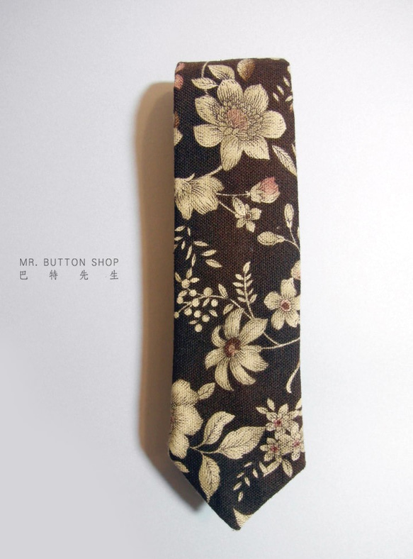 巴特先生-復古花卉領帶-Neckties-classic-咖 第1張的照片