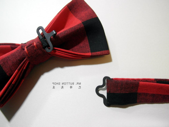 巴特先生-黑紅格紋領結-Bow ties-Classic-black and red 第3張的照片
