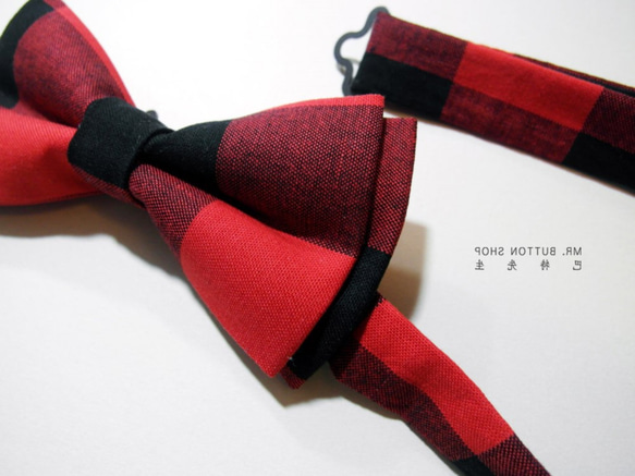 巴特先生-黑紅格紋領結-Bow ties-Classic-black and red 第4張的照片