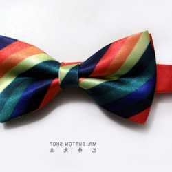 巴特先生-彩虹手工領結-平等-獨家彩虹花布-bow tie-rainbow-斜紋 第1張的照片