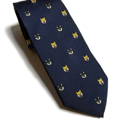 巴特先生-柴犬兄弟設計款領帶-獨家設計-限量款-neck tie-Sihba Inu-深藍 第1張的照片