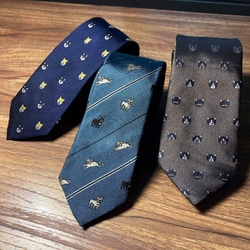 巴特先生-柴犬兄弟設計款領帶-獨家設計-限量款-neck tie-Sihba Inu-深藍 第6張的照片