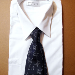 巴特先生-日常的貓設計款領帶_100%silk真絲_獨家設計_限量款_neck tie_cats_深藍 第4張的照片