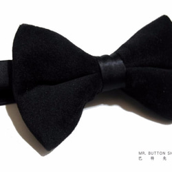 黑棉絨布手工領結_蠶絲_handmade_bow tie_冬季限定款_宴會型 第3張的照片