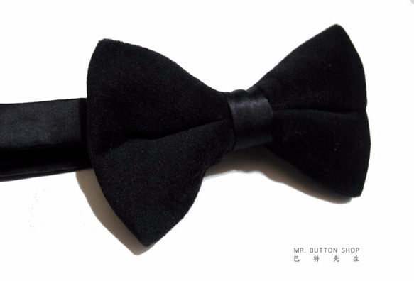 黑棉絨布手工領結_蠶絲_handmade_bow tie_冬季限定款_宴會型 第3張的照片