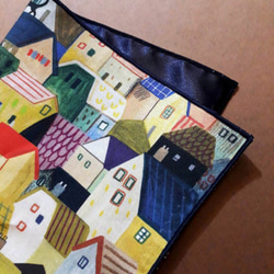 ミスターバート - 遊び心のある家 - 両面デザイン - ダークブルーサテン - ポケットタオル - 限定版 - ポケットスクエ 3枚目の画像