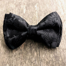 花與龍紋手工領結-黑緞燒花-蠶絲-handmade-bow ties-silk-黑 第2張的照片