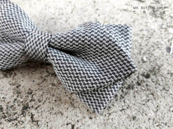 巴特先生-細格編織灰手工領結-收藏老布-西裝羊毛-Bow Ties-混色灰-限量 第2張的照片