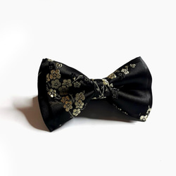 巴特先生-黑緞金花手工領結-緞布-緹花-Bow Ties-黑 第5張的照片