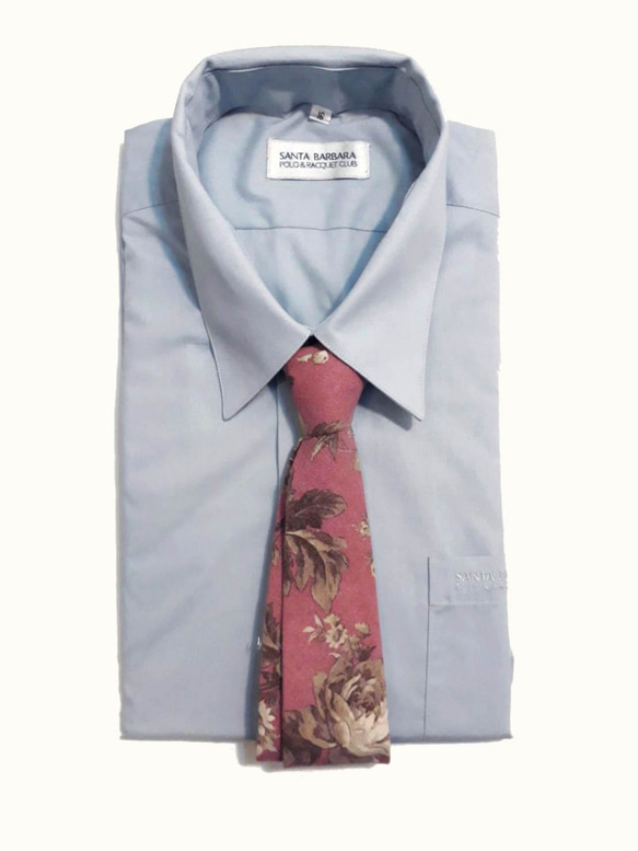 巴特先生-手繪感花卉領帶-雅痞-棉-Neckties-粉 第1張的照片