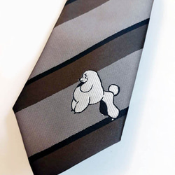 巴特先生-高雅貴賓犬設計款領帶-獨家設計-插畫-限量-Poodle dog-Neckties-咖 第5張的照片