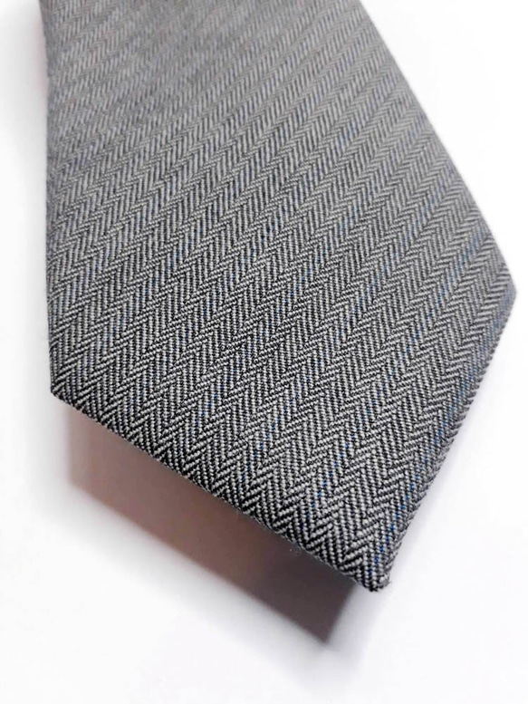 Mr. Bart-Herringbone Tie-Neckties-classic-Grey 2枚目の画像