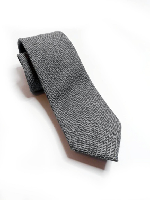 Mr. Bart-Herringbone Tie-Neckties-classic-Grey 3枚目の画像