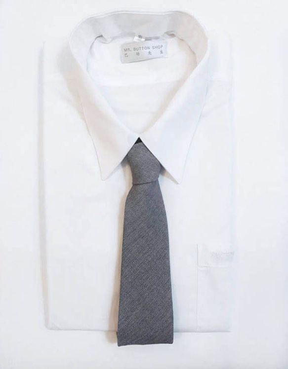 Mr. Bart-Herringbone Tie-Neckties-classic-Grey 4枚目の画像