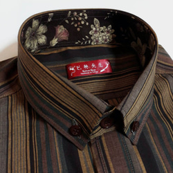巴特先生-木質色 條紋 手工襯衫 Shirt 咖 第2張的照片