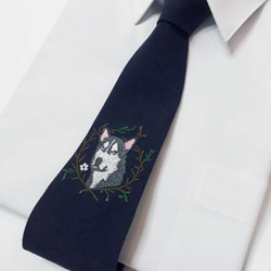 巴特先生-哈士奇-刺繡-羊毛料領帶-獨家設計款-Neckties 第1張的照片