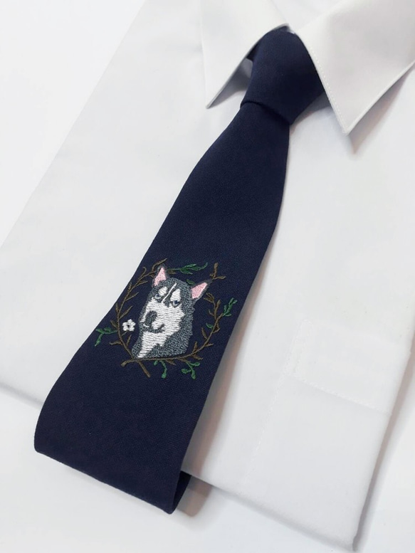 巴特先生-哈士奇-刺繡-羊毛料領帶-獨家設計款-Neckties 第1張的照片