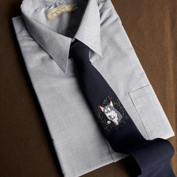 巴特先生-哈士奇-刺繡-羊毛料領帶-獨家設計款-Neckties 第4張的照片