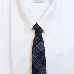 巴特先生-英倫經典格紋-領帶-口袋巾-藍 第2張的照片
