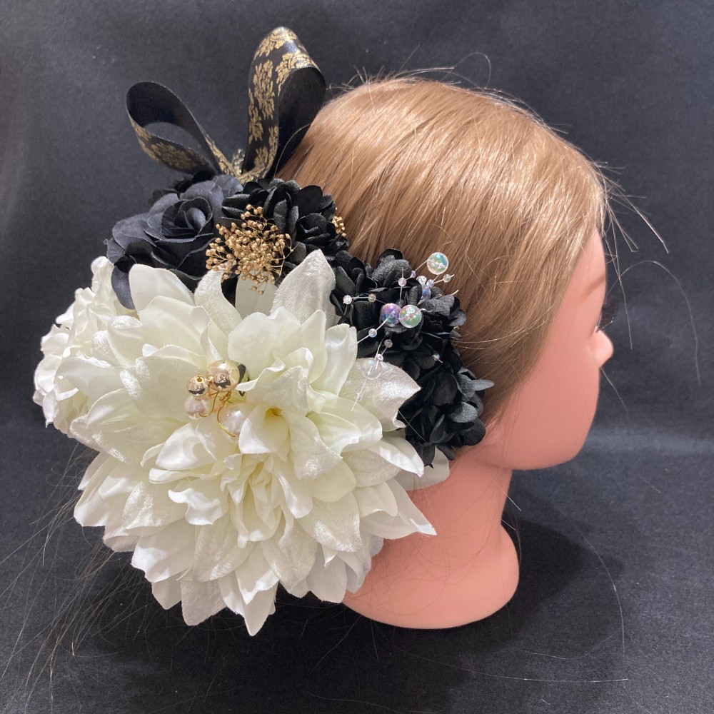 新作　t12　ダリア　ホワイト　和装　髪飾り 成人式 着物　振袖　結婚式　色打掛