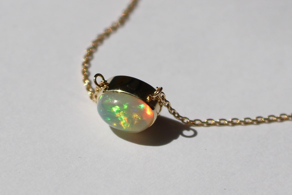 Ethiopian opal necklace / K10YG + K18YG 2枚目の画像