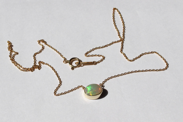 Ethiopian opal necklace / K10YG + K18YG 4枚目の画像