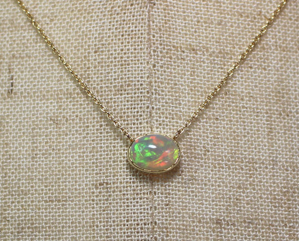 Ethiopian opal necklace / K10YG + K18YG 5枚目の画像