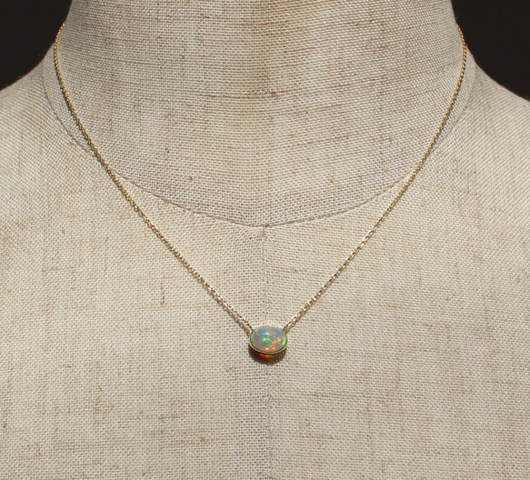 Ethiopian opal necklace / K10YG + K18YG 6枚目の画像