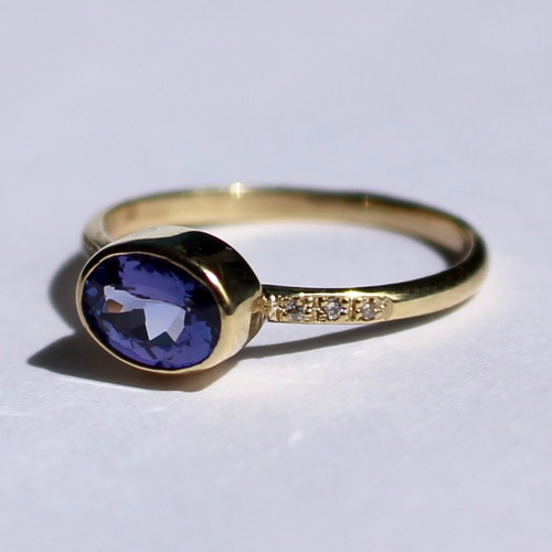 Tanzanite 5×7 + Diamond 6pcs / K10 YG. PG. WG 指輪・リング