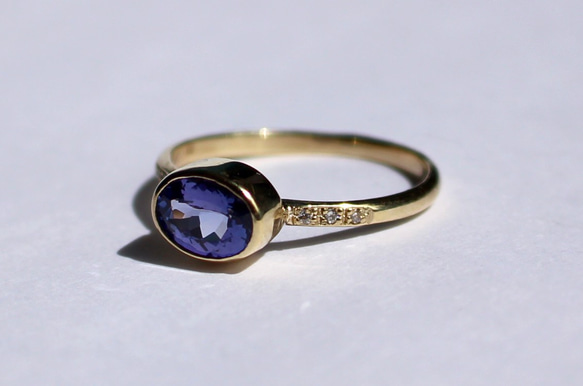 Tanzanite 5×7 + Diamond 6pcs / K10 YG. PG. WG 3枚目の画像