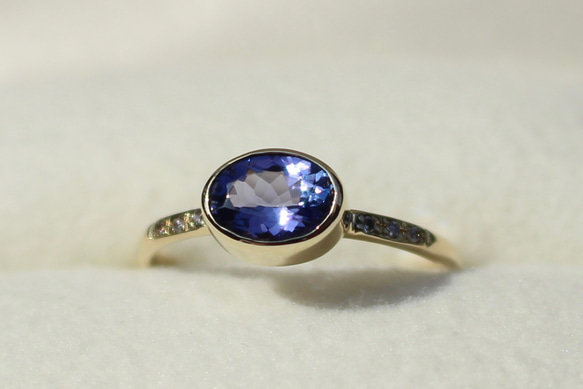 Tanzanite 5×7 + Diamond 6pcs / K10 YG. PG. WG 6枚目の画像