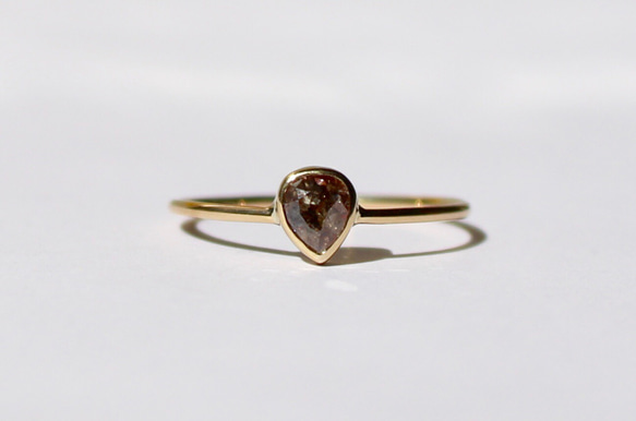 Natural Darkbrown Diamond  Ring / K18YG 2枚目の画像