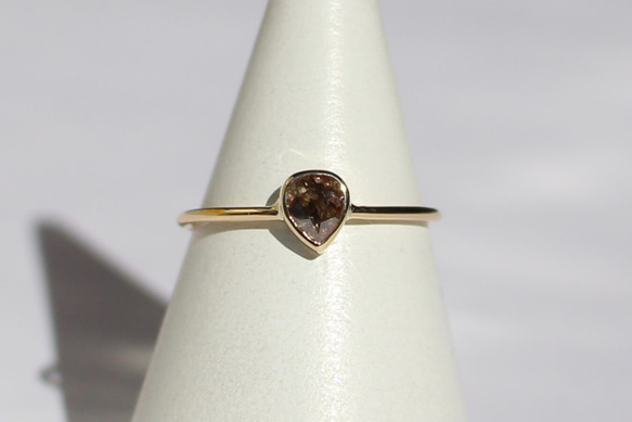 Natural Darkbrown Diamond  Ring / K18YG 5枚目の画像