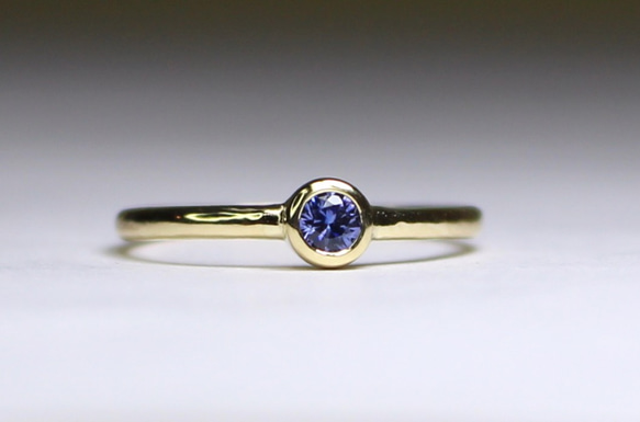 Benitoite 3mm Ring / K10 YG. PG. WG. 4枚目の画像