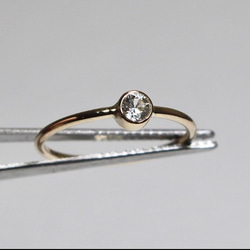 White sapphire 3mm Ring / K10YG 1枚目の画像