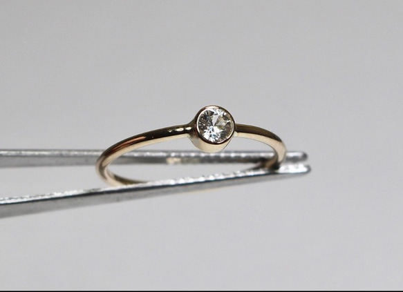 White sapphire 3mm Ring / K10YG 1枚目の画像