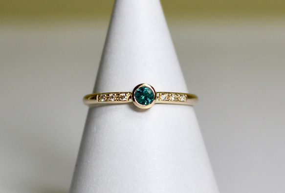 Alexandrite 3mm + Diamonds  Ring / K10YG 2枚目の画像