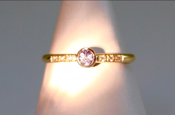 Alexandrite 3mm + Diamonds  Ring / K10YG 4枚目の画像