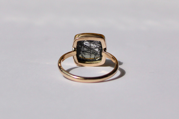 Black Tourmalin in Quartz Ring / K10YG. PG. WG 5枚目の画像