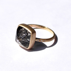 Black Tourmalin in Quartz Ring / K10YG. PG. WG 6枚目の画像