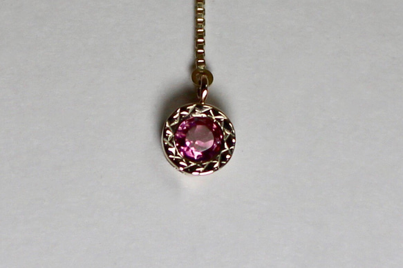 Pink tourmaline chain pierce / K10YG 1枚目の画像