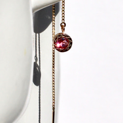Pink tourmaline chain pierce / K10YG 2枚目の画像