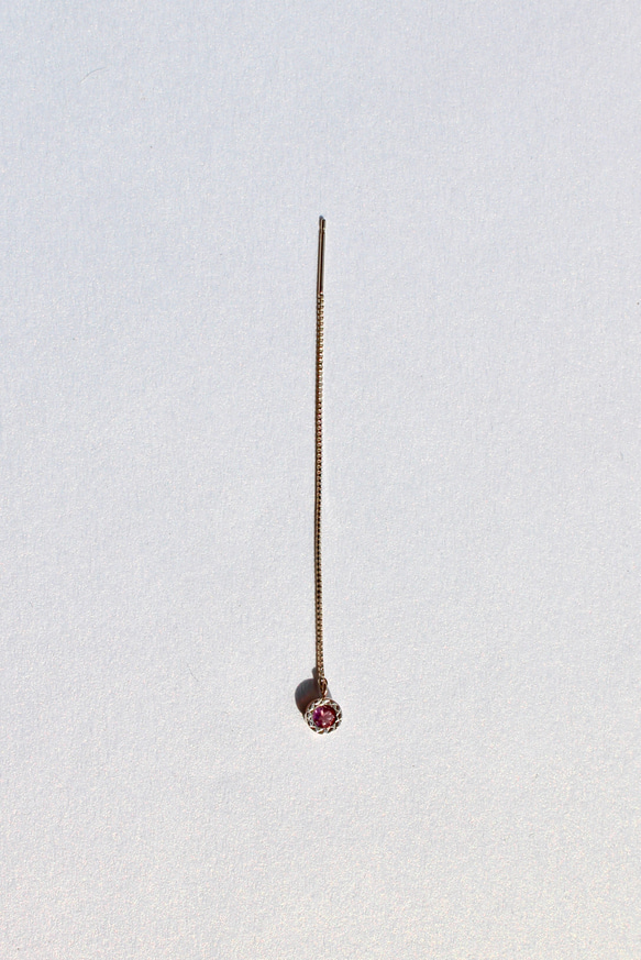 Pink tourmaline chain pierce / K10YG 3枚目の画像