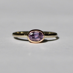 No heat Purple Sapphire ring / K10YG & WG 1枚目の画像