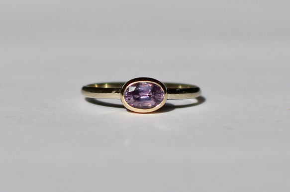 No heat Purple Sapphire ring / K10YG & WG 1枚目の画像