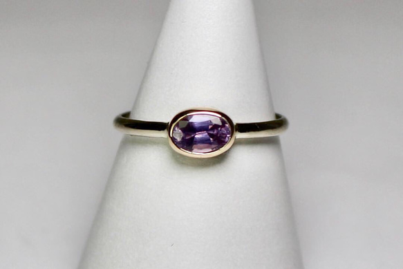 No heat Purple Sapphire ring / K10YG & WG 3枚目の画像