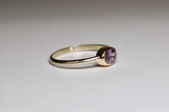 No heat Purple Sapphire ring / K10YG & WG 4枚目の画像