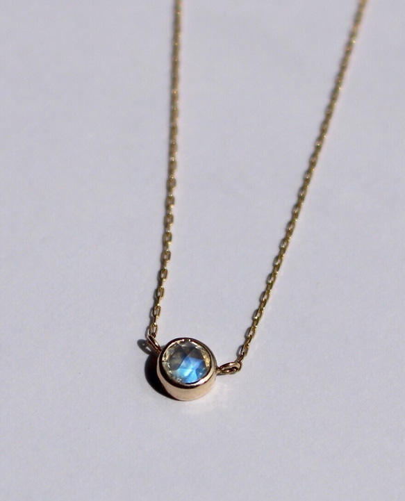 Royal Blue Moonstone Necklace / K18 & K10 3枚目の画像