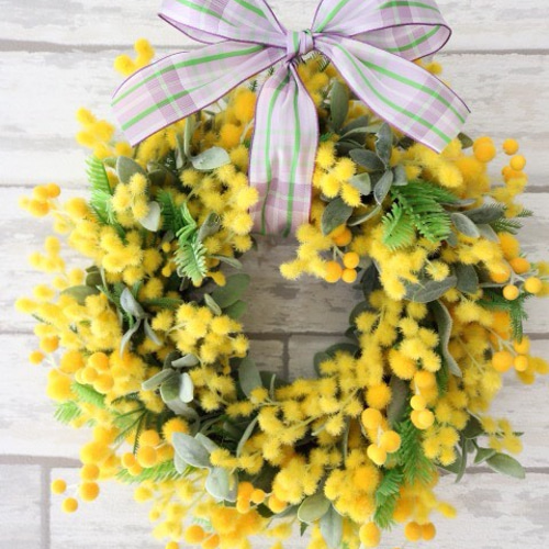 ふわふわミモザの着替えリース リース HandmadeHoliday 通販｜Creema  