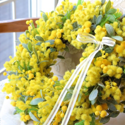 ＜予約販売＞送料込☆Mimosa Wreath　40cm　 2枚目の画像